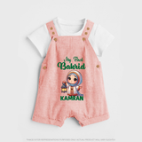 My First Bakrid Lantern Girl Personalized Baby dungaree - PEACH - 0 - 5 Months Old (Chest 18")