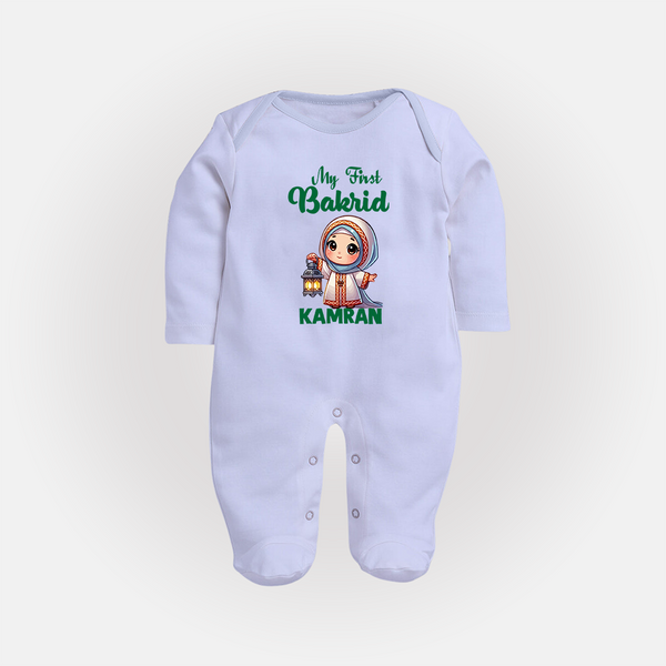 My First Bakrid Lantern Girl Personalized Baby Full Body Suit - BABY BLUE - New Born (Chest 7.5")