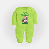 My First Bakrid Lantern Girl Personalized Baby Full Body Suit - LIME GREEN - New Born (Chest 7.5")