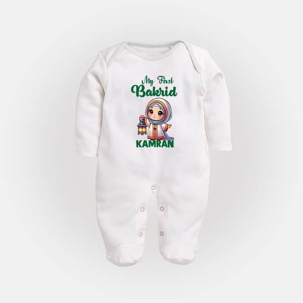 My First Bakrid Lantern Girl Personalized Baby Full Body Suit - WHITE - New Born (Chest 7.5")