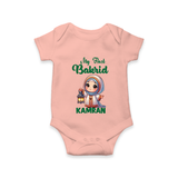 My First Bakrid Lantern Girl Personalized Baby Romper - PEACH - New Born (Chest 14")