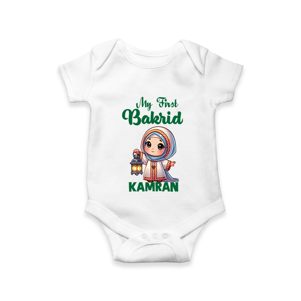 My First Bakrid Lantern Girl Personalized Baby Romper - WHITE - New Born (Chest 14")