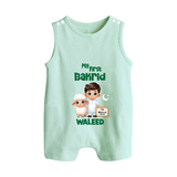 My First Bakrid Boy & Lamb Festive Personalized Baby Button Romper - MINT GREEN - New Born (Chest 18")