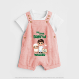 My First Bakrid Boy & Lamb Festive Personalized Baby dungaree - PEACH - 0 - 5 Months Old (Chest 18")