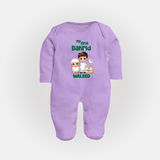 My First Bakrid Boy & Lamb Festive Personalized Baby Full Body Suit - LILAC - New Born (Chest 7.5")