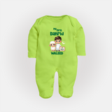 My First Bakrid Boy & Lamb Festive Personalized Baby Full Body Suit - LIME GREEN - New Born (Chest 7.5")