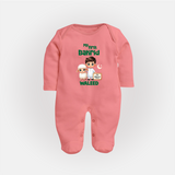 My First Bakrid Boy & Lamb Festive Personalized Baby Full Body Suit - PEACH - New Born (Chest 7.5")