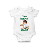 My First Bakrid Boy & Lamb Festive Personalized Baby Romper - WHITE - New Born (Chest 14")