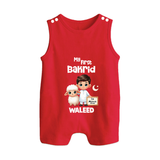 My First Bakrid Boy & Lamb Festive Personalized Baby Button Romper - RED - New Born (Chest 18")