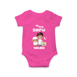 My First Bakrid Boy & Lamb Festive Personalized Baby Romper - HOT PINK - New Born (Chest 14")