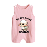 My First Bakrid Cute Lamb Illustration Personalized Baby Button Romper - BABY PINK - New Born (Chest 18")