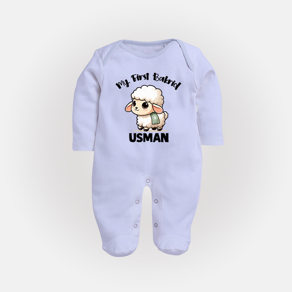My First Bakrid Cute Lamb Illustration Personalized Baby Full Body Suit - BABY BLUE - New Born (Chest 7.5")