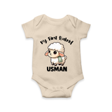 My First Bakrid Cute Lamb Illustration Personalized Baby Romper - IVORY - New Born (Chest 14")