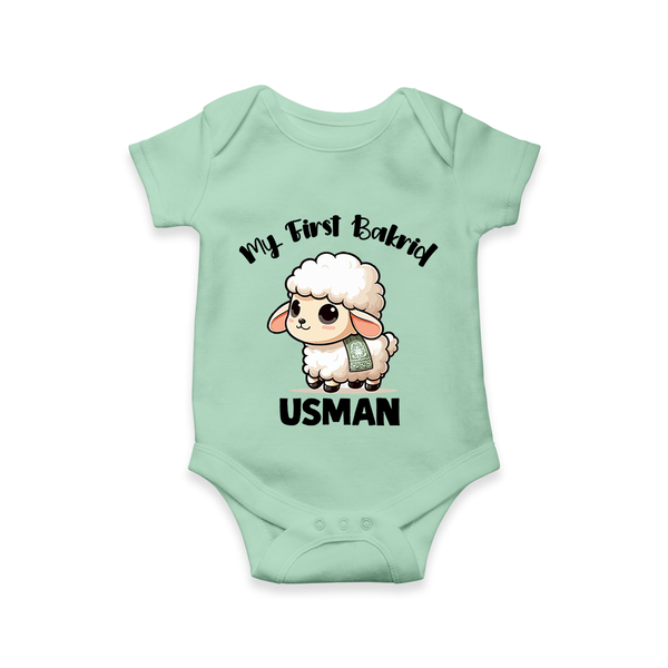 My First Bakrid Cute Lamb Illustration Personalized Baby Romper - MINT GREEN - New Born (Chest 14")