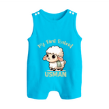 My First Bakrid Cute Lamb Illustration Personalized Baby Button Romper - SKY BLUE - New Born (Chest 18")