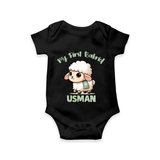 My First Bakrid Cute Lamb Illustration Personalized Baby Romper - BLACK - New Born (Chest 14")