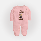 My First Bakrid Boy with Goat Celebration Personalized Baby Full Body Suit - BABY PINK - New Born (Chest 7.5")