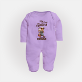 My First Bakrid Boy with Goat Celebration Personalized Baby Full Body Suit - LILAC - New Born (Chest 7.5")
