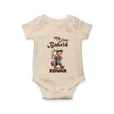 My First Bakrid Boy with Goat Celebration Personalized Baby Romper - IVORY - New Born (Chest 14")