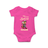 My First Bakrid Boy with Goat Celebration Personalized Baby Romper - HOT PINK - New Born (Chest 14")
