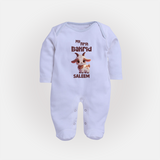 My First Bakrid Cute Goat Illustration Personalized Baby Full Body Suit - BABY BLUE - New Born (Chest 7.5")