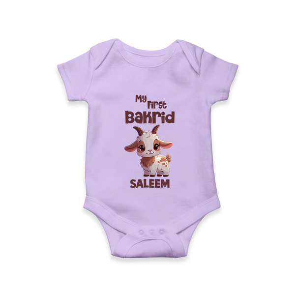 My First Bakrid Cute Goat Illustration Personalized Baby Romper - LILAC - New Born (Chest 14")