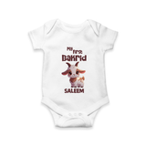 My First Bakrid Cute Goat Illustration Personalized Baby Romper - WHITE - New Born (Chest 14")