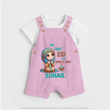My First Eid with Ammi & Abbu Prayer Theme Personalized Baby dungaree - BABY PINK - 0 - 5 Months Old (Chest 18")