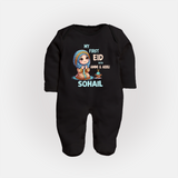 My First Eid with Ammi & Abbu Prayer Theme Personalized Baby Full Body Suit - BLACK - New Born (Chest 7.5")