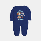 My First Eid with Ammi & Abbu Prayer Theme Personalized Baby Full Body Suit - NAVY BLUE - New Born (Chest 7.5")