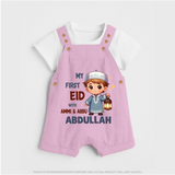 My First Eid with Ammi & Abbu Lantern Boy Personalized Baby dungaree - BABY PINK - 0 - 5 Months Old (Chest 18")