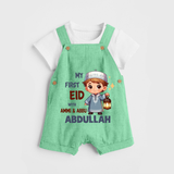 My First Eid with Ammi & Abbu Lantern Boy Personalized Baby dungaree - GREEN - 0 - 5 Months Old (Chest 18")