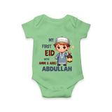 My First Eid with Ammi & Abbu Lantern Boy Personalized Baby Romper - GREEN - New Born (Chest 14")