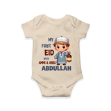 My First Eid with Ammi & Abbu Lantern Boy Personalized Baby Romper - IVORY - New Born (Chest 14")