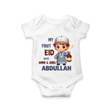My First Eid with Ammi & Abbu Lantern Boy Personalized Baby Romper - WHITE - New Born (Chest 14")