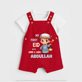 My First Eid with Ammi & Abbu Lantern Boy Personalized Baby dungaree - RED - 0 - 5 Months Old (Chest 18")