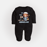 My First Eid with Ammi & Abbu Lantern Boy Personalized Baby Full Body Suit - BLACK - New Born (Chest 7.5")