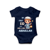 My First Eid with Ammi & Abbu Lantern Boy Personalized Baby Romper - NAVY BLUE - New Born (Chest 14")