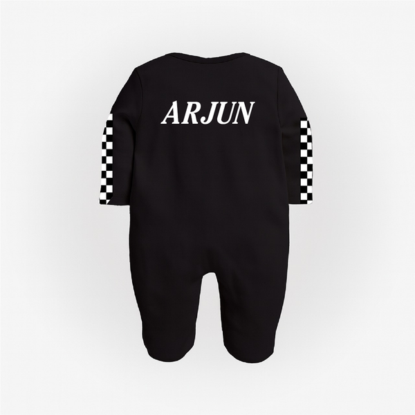 Black Hot Wheels Racing Sleepsuit for Babies – Custom Name Edition