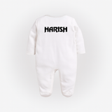 White Motorsport Baby Sleepsuit – Custom Name Race Outfit