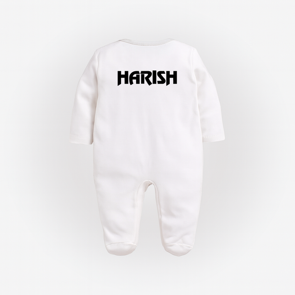 White Motorsport Baby Sleepsuit – Custom Name Race Outfit