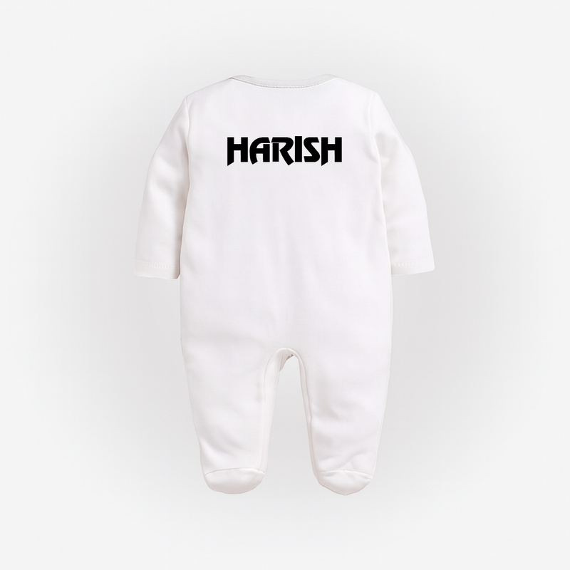 White Motorsport Baby Sleepsuit – Custom Name Race Outfit