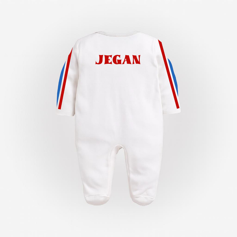 Personalized Herbie Baby Racer Sleepsuit – Classic White Stripe Edition