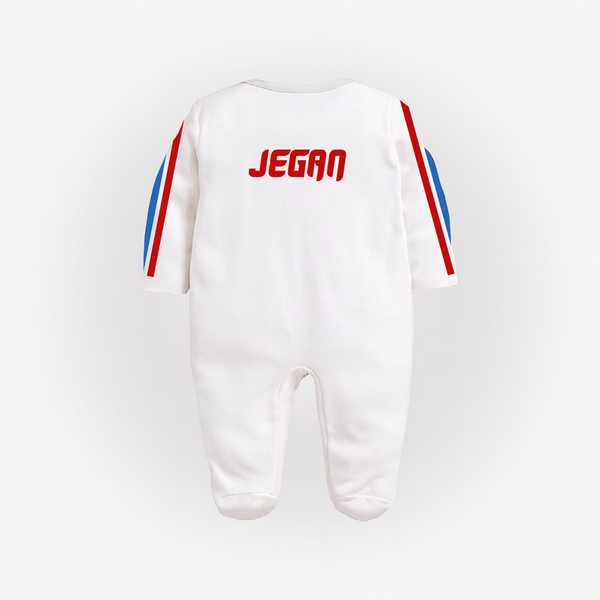 Personalized Herbie Baby Racer Sleepsuit – Classic White Stripe Edition