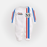 Personalized Herbie Baby Racer Sleepsuit – Classic White Stripe Edition