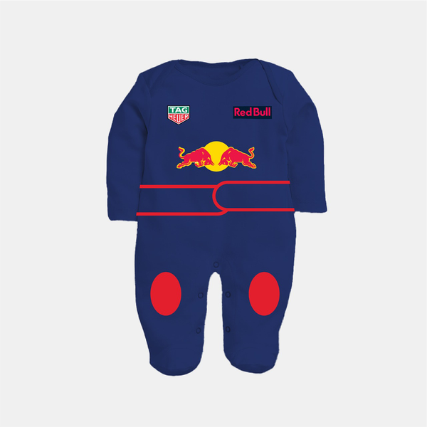 Custom Name Red Bull Racing Baby Sleepsuit – Full Sleeve Style