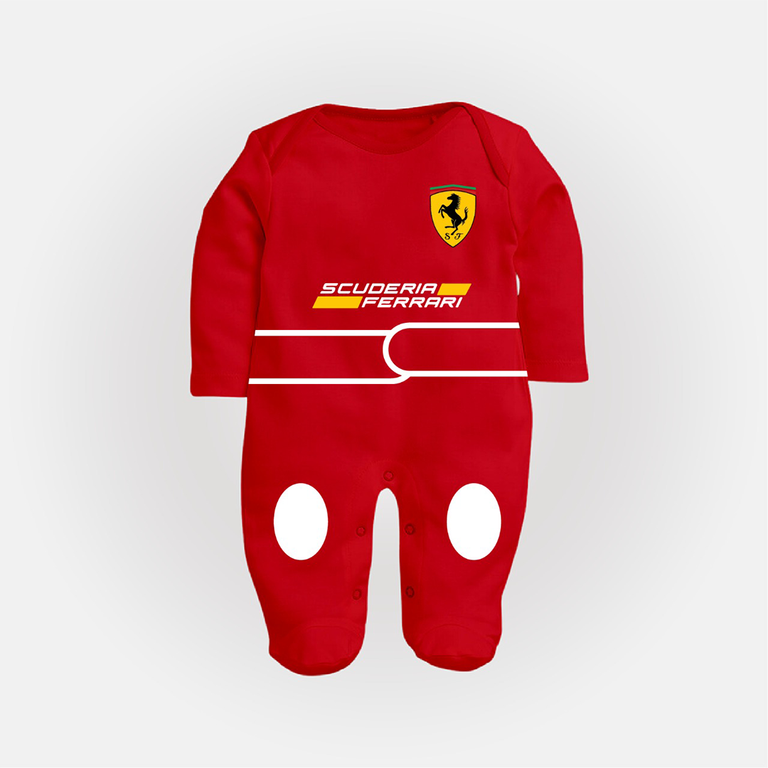 Personalized Ferrari Racing Baby Sleepsuit – Scuderia Red Edition ...