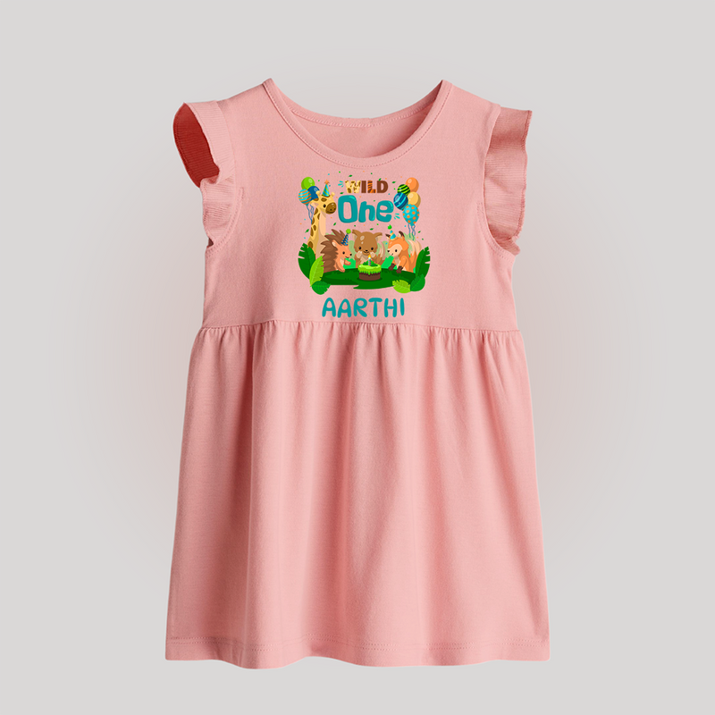1 Month Baby Baby Frock | Custom Name Baby Frock | Soft Cotton - BABY PINK - 0 - 3 Months Old (Chest 17")