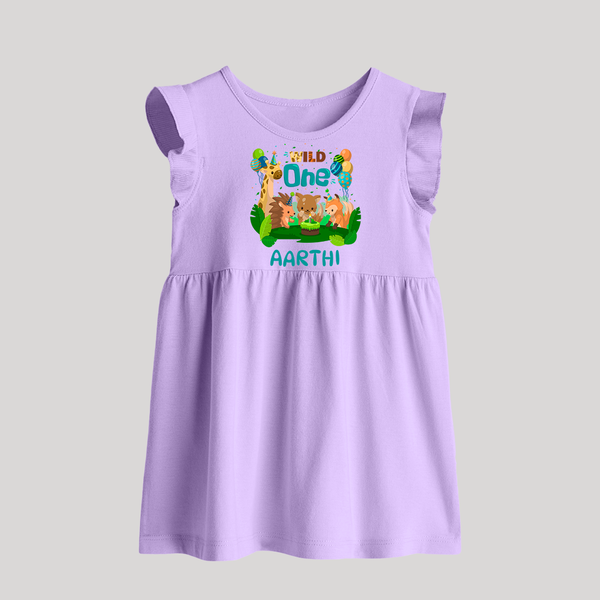 1 Month Baby Baby Frock | Custom Name Baby Frock | Soft Cotton - LILAC - 0 - 3 Months Old (Chest 17")