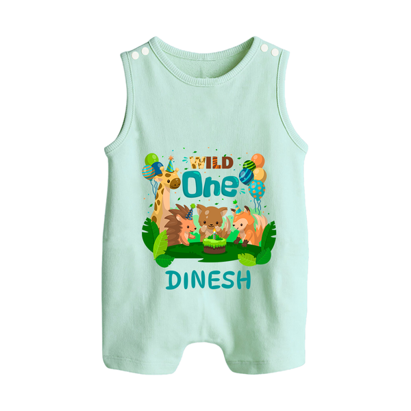 1 Month Baby Romper Suit/ Sleeveless Romper | Custom Name Romper Suit/ Sleeveless Romper | Soft Cotton - MINT GREEN - 0 - 5 Months Old (Chest 18")